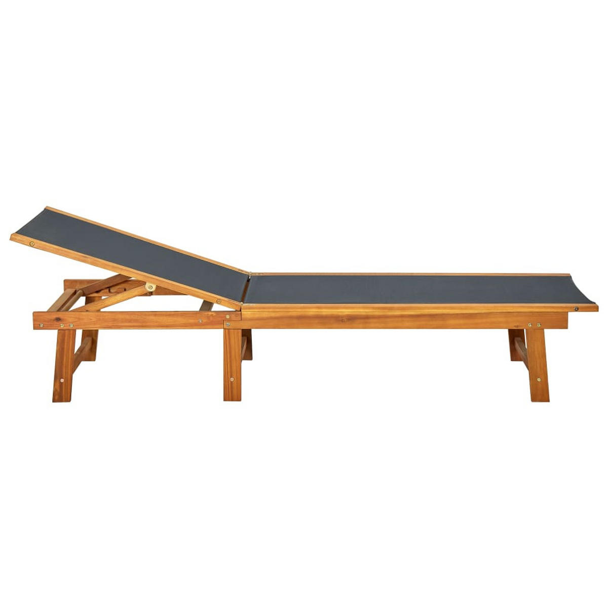 SONNENLIEGE Massivholz Akazie und Textilene - Braun, Holz (66/34/200cm) - furnicato