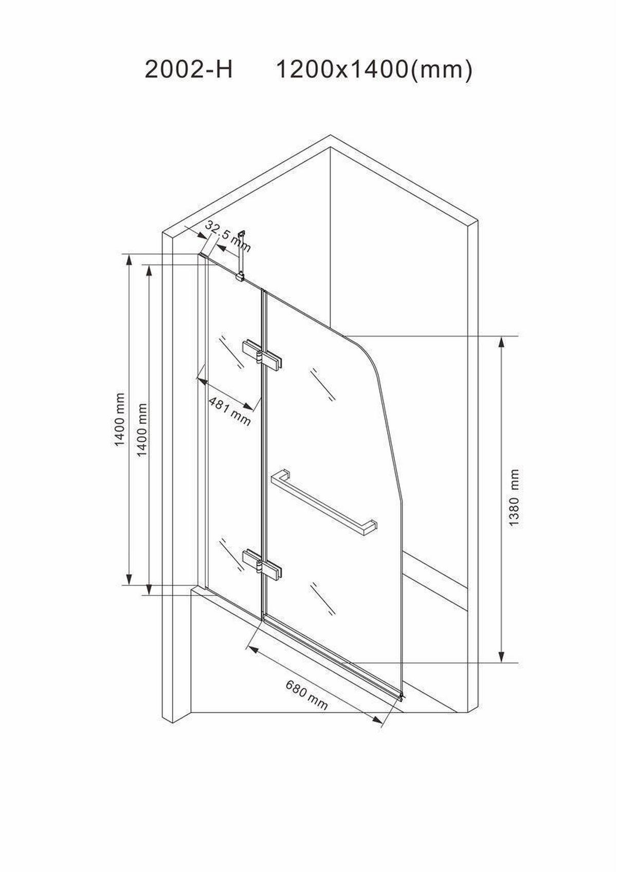 DUSCHKABINE 120x140cm Badewannenaufsatz (H) - Silberfarben, Glas (1/120/140cm) -  Glaswerk Westfalen