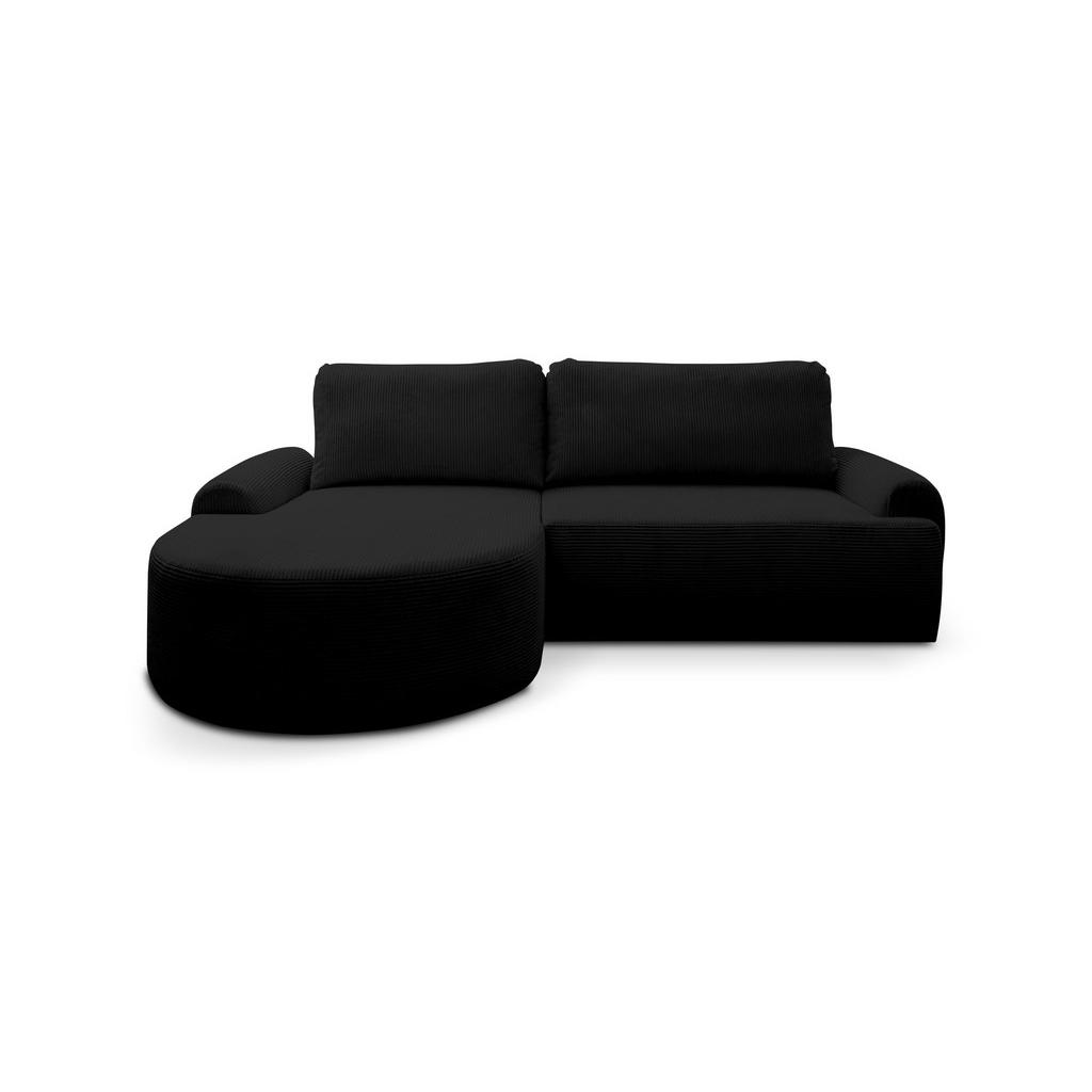 Thumbnail - Venasi Möbel Ecksofa, Schwarz, Textil, 3-Sitzer, L-Form, Ottomane links, 260x136 cm, Wohnzimmer, Sofas & Couches, Wohnla...