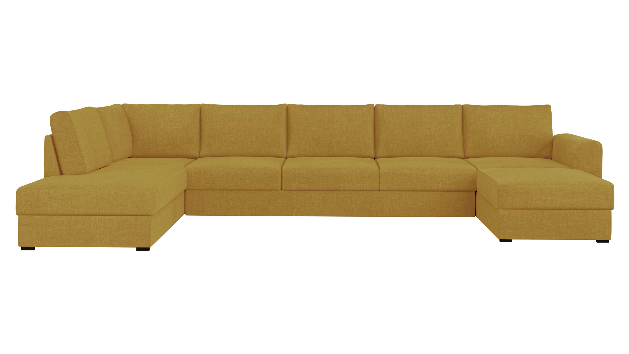 WOHNLANDSCHAFT Wilma Large Premium, Seite: Links - Gelb/Schwarz, Holz/Textil (370/85/186cm) - MIRJAN24