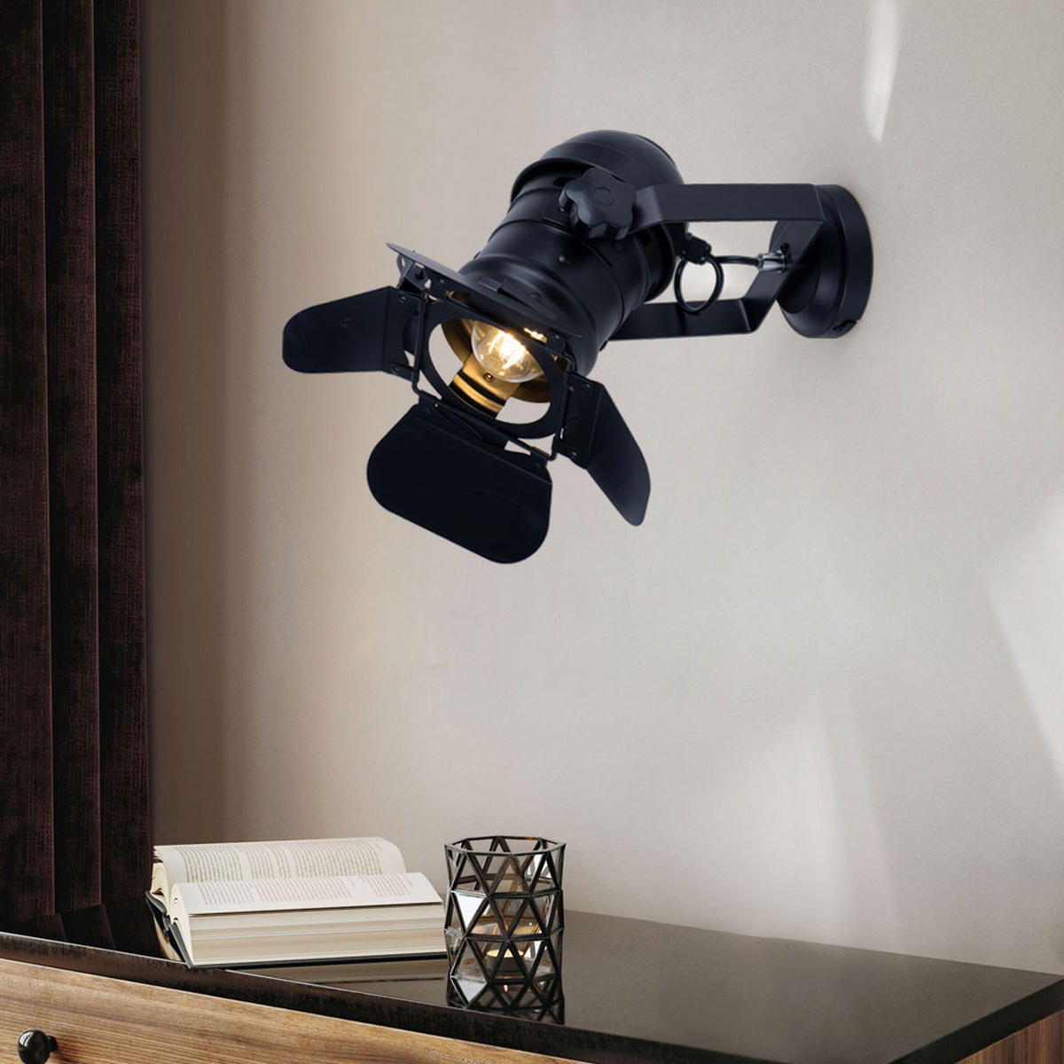 LED WANDLEUCHTE Egon Schwarz verstellbar - Schwarz, Metall (22/32/38cm)