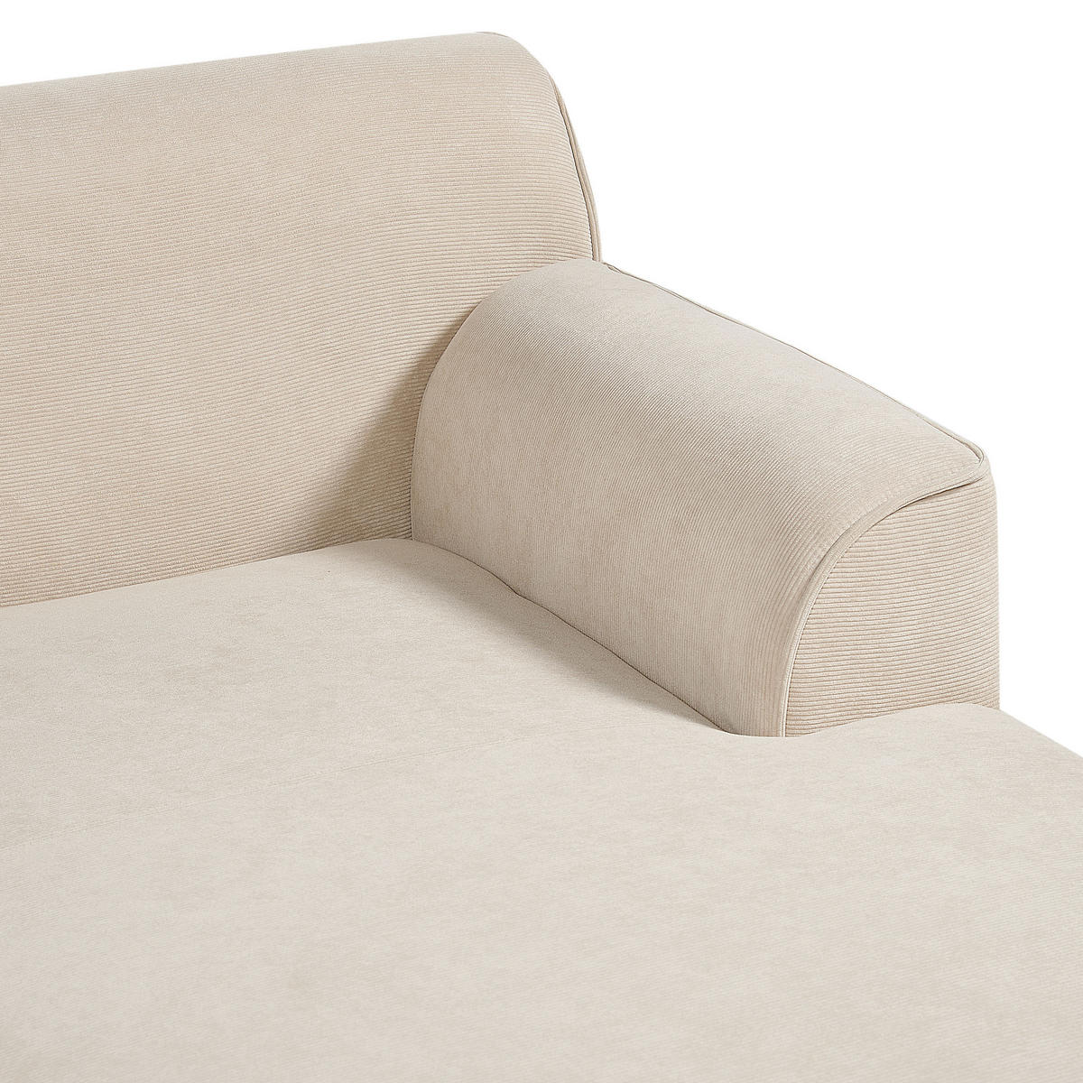 3-SITZER-ECKSOFA Cord hellbeige rechtsseitig Simos - Hellbraun/Beige, Textil (264/159cm) - Beliani