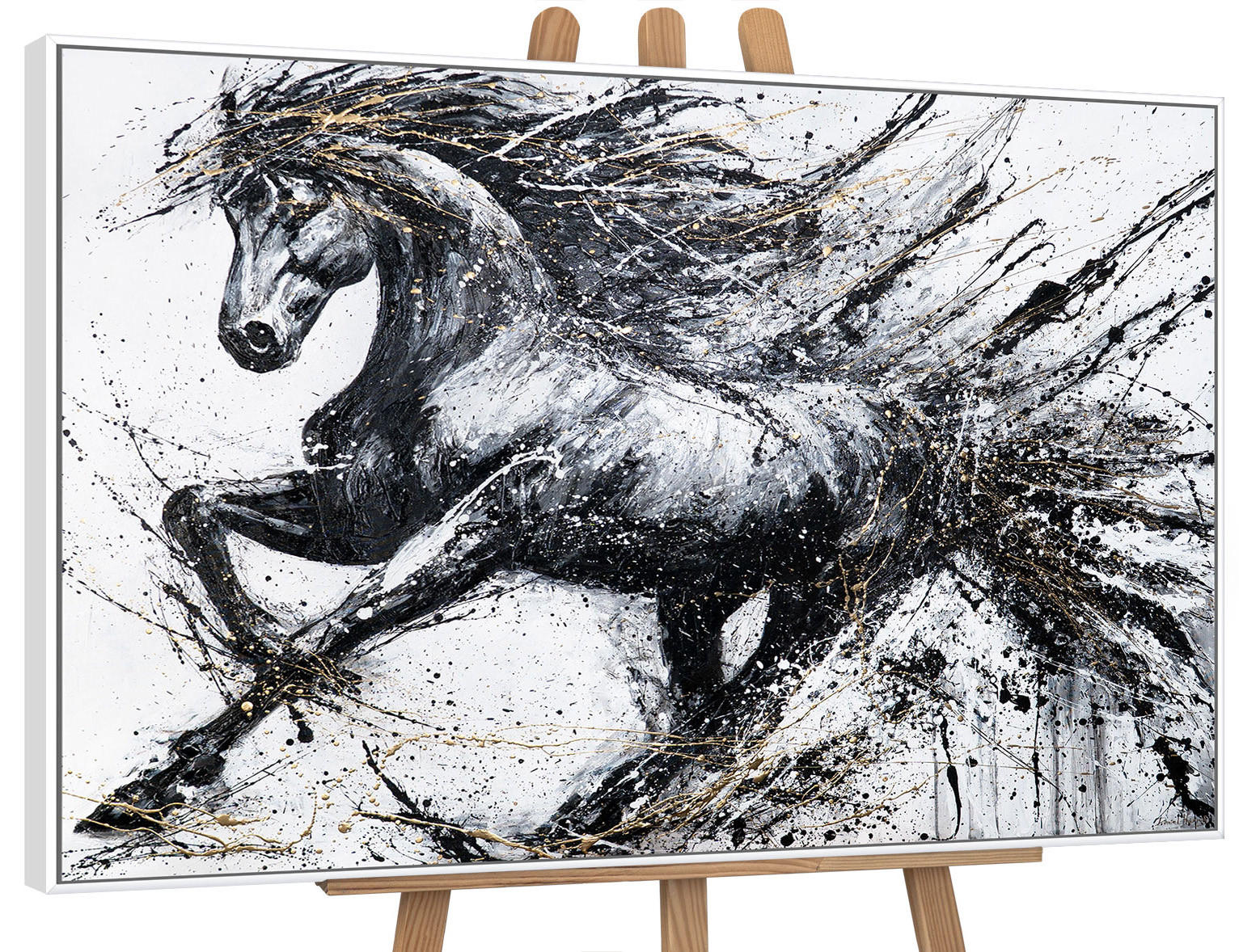 GEMÄLDE Energie der Geschwindigkeit Schattenfugenrahmen Weiß 140x100 cm - Weiß, Holz (140/100cm) - YS-art gallery