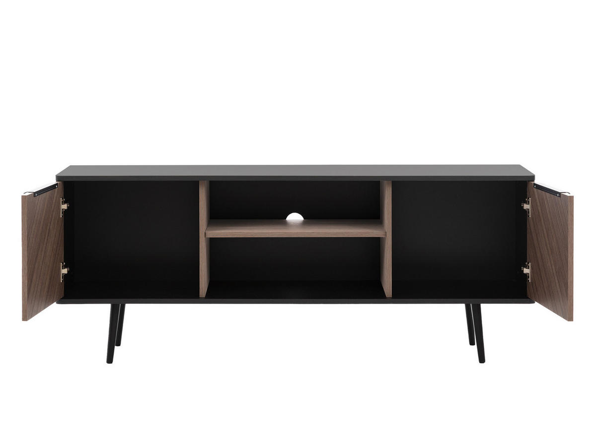 TV-LOWBOARD Pinelli PE04 - Schwarz/Braun, Holzwerkstoff/Metall (150/60/41cm) - MIRJAN24