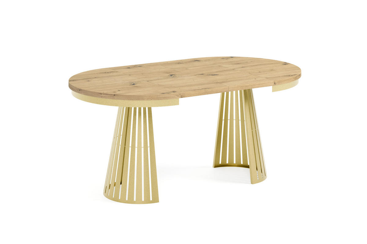 ESSTISCH Cone Bis - Goldfarben/Eiche Artisan, Holzwerkstoff/Metall (100/100/76cm) - Meblini