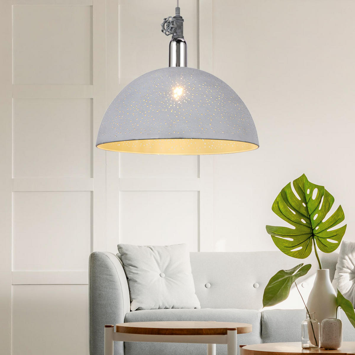 HÄNGELEUCHTE Metall Grau Chrom Antik - Grau, Metall (40/40/150cm) - Globo Lighting