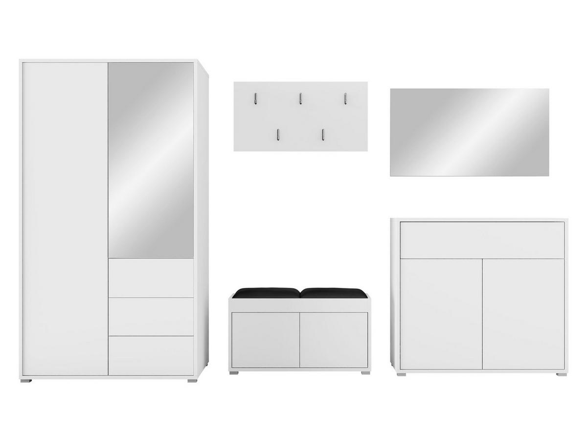 GARDEROBEN-SET Gesita V - Schwarz Hochglanz/Silberfarben, Holzwerkstoff/Kunststoff (100/178/59cm) - MIRJAN24