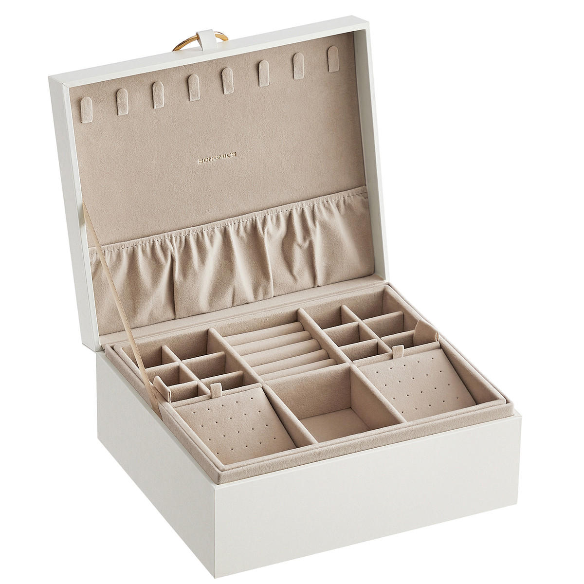 SCHMUCKKÄSTCHEN Weiß - H15,5 cm - Weiß, Holzwerkstoff (22/15.5/25.5cm) - Calicosy