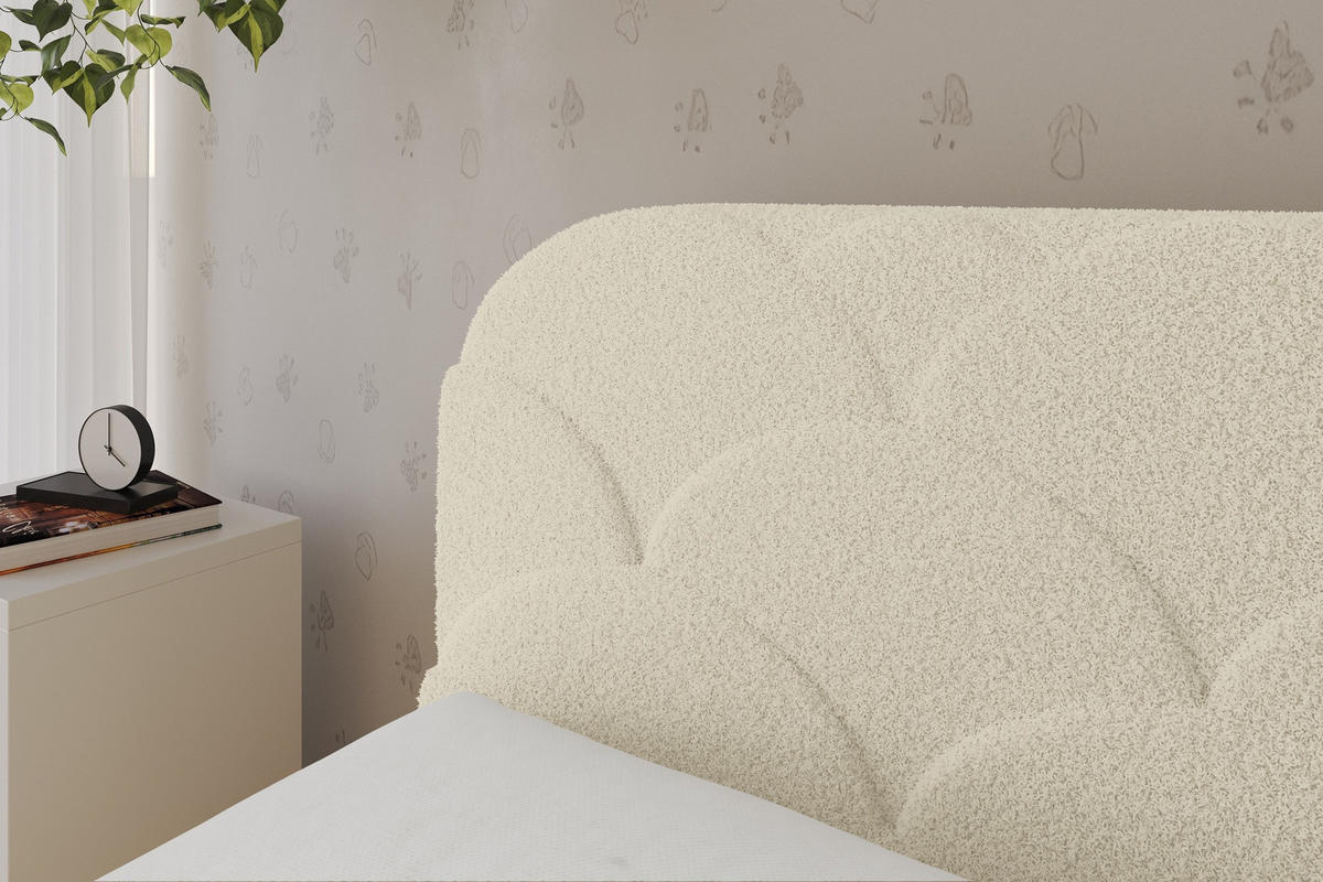 EINZELLBETT Jugendbett mit Bettkasten, Rechts - ELRY 100x200 Beige - Perlmutt, Holzwerkstoff/Textil (100/200cm) - ALTDECOR