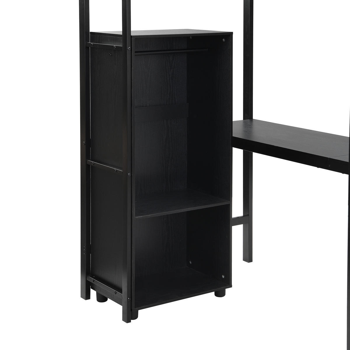 ETAGENBETT mit Schreibtisch und Kleiderschrank 90x200 cm Metall Schwarz - Schwarz, Metall (90/200cm) - Meubliv