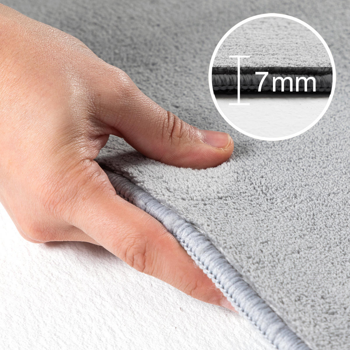 TEPPICH Kurzflor Uni-Farbe Microfaser Antirutsch Wohnzimmer waschbar Silber Rechteckig 200x290 - Silberfarben, Textil (200/290cm) - KADIMA DESIGN