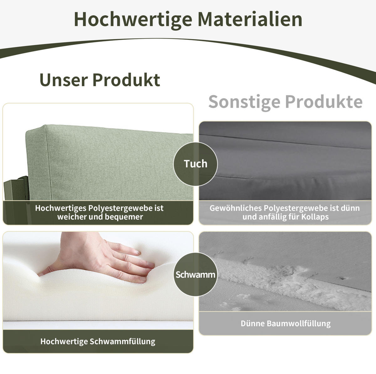 GARTEN-LOUNGE-SET mit Glas-Couchtisch & Seilgeflecht, 4-teilig, 126/65/72 cm, Grün - Grün, Metall - Redom