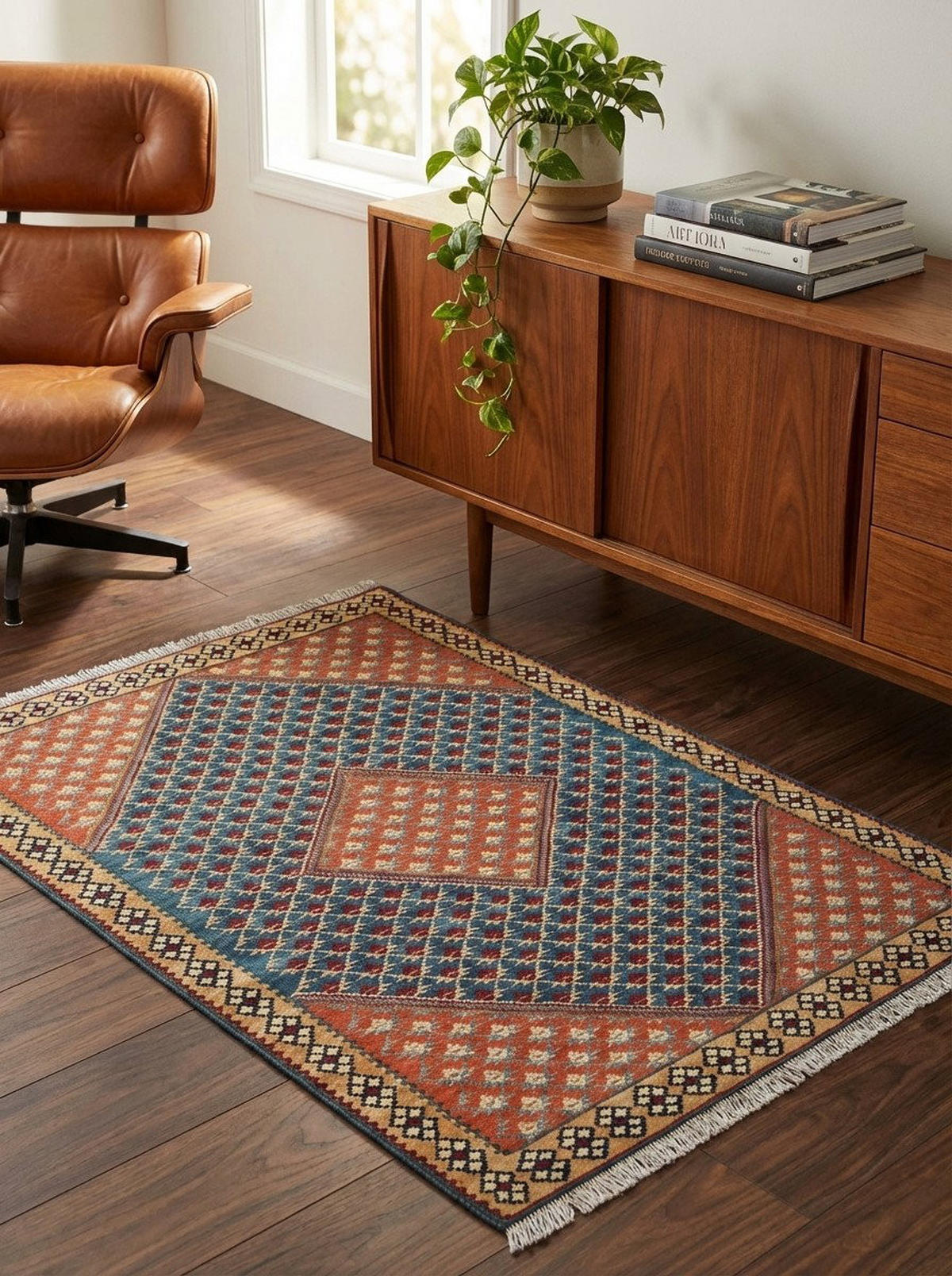 HANDWEBTEPPICH Kelim Senneh Blau 151/106 cm Schurwolle - Blau, Textil (106/151cm) - Looma