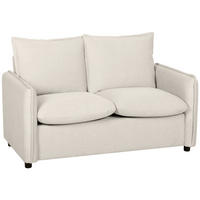 SOFA, 2-Sitzer, Lederoptik, dicke Polsterung, 2 Kissen, Armlehnen, creme - Multicolor, Holzwerkstoff (131/80/73cm) - FORIOUS