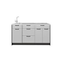 KÜCHENBLOCK Fame-Line, Weiß Landhaus, 150 cm, AP Marmor - Anthrazit/Weiß, Holzwerkstoff (150/82/60cm) - Vicco