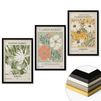 WANDBILDER 3er-Set - 40x60 cm Schwarzer Rahmen - Blumenmotive aus Städten auf der ganzen Welt - Schwarz, Kunststoff (40/60cm) - ArtPrintCave