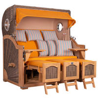 STRANDKORB XXL Düne Grande Teak PE Grey - Gelb/Braun, Metall (170/170/95cm) - Mr. Deko