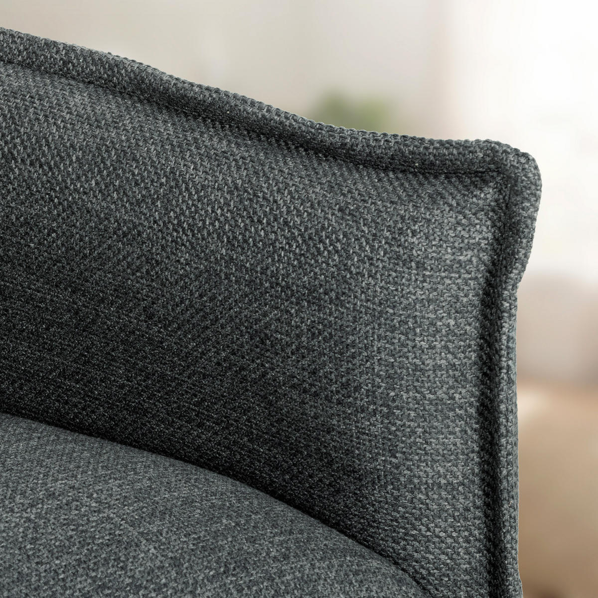 2-SITZER-SOFA DE-13522 mit Federkern, Leinenoptik Dunkelgrau - Dunkelgrau, Textil (75/85/131cm) - ComfortXL