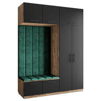 GARDEROBENSCHRANK REMA 180/240/60 cm Modern Garderobe-Set Eiche Lefkas - Eichefarben/Schwarz, Holzwerkstoff (180/240/60cm) - MASSENO