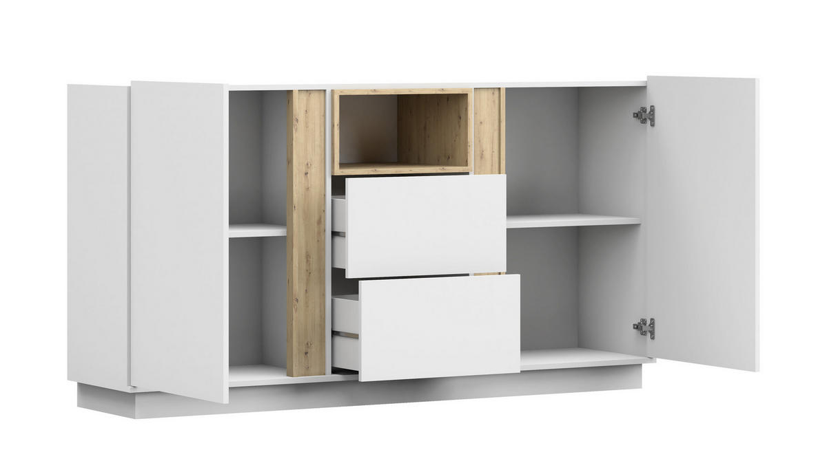 LOWBOARD - Kommode Reyla Weiß - Weiß, Holzwerkstoff (180/96/42cm) - Möblo