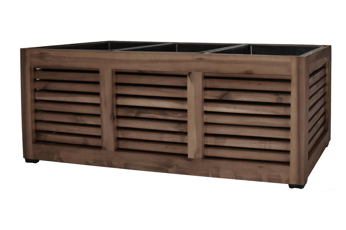 PFLANZKASTEN Colorado 3, 33x93x31 cm, Akazienholz, dunkel Braun - Dunkelbraun, Holz (93/31/33cm) - dasmöbelwerk