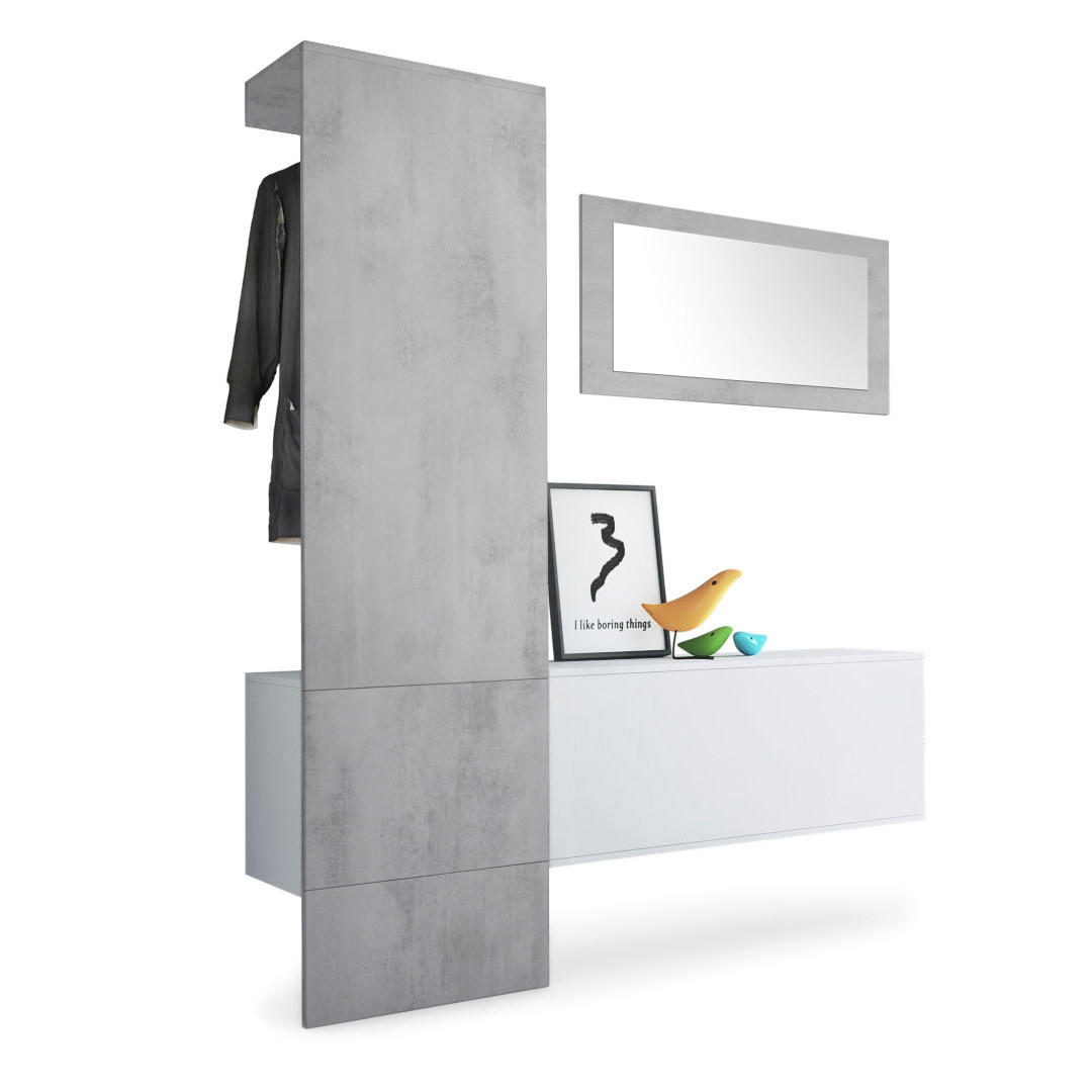 GARDEROBE Carlton - Hellgrau, Holzwerkstoff (156/193/35cm) - Vladon