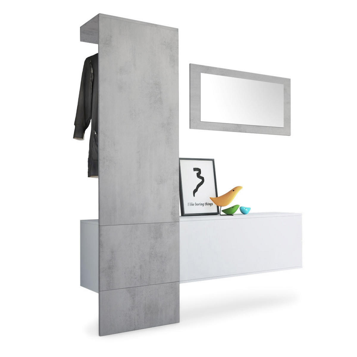GARDEROBE Carlton - Hellgrau, Holzwerkstoff (156/193/35cm) - Vladon