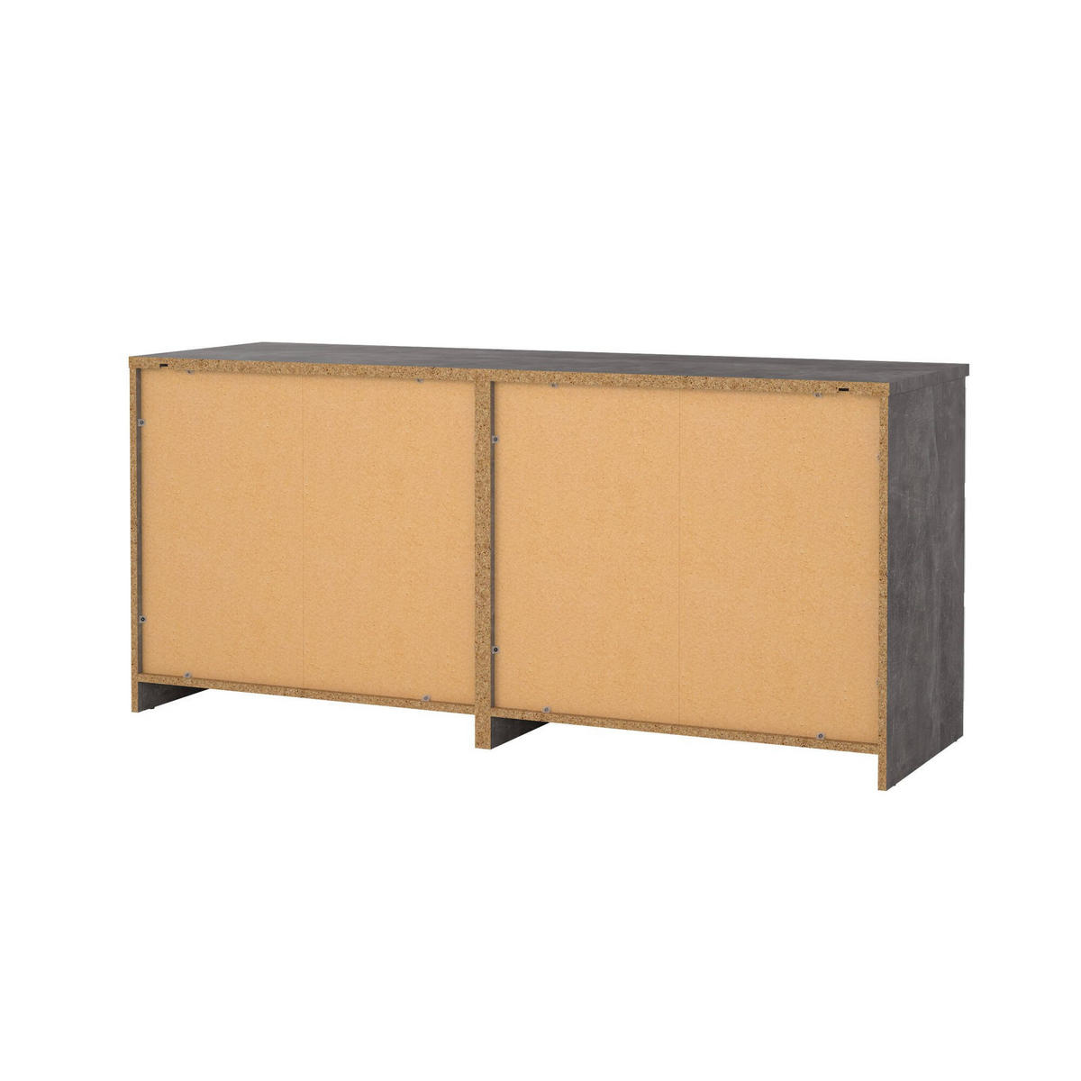 KOMMODE Zement, Glänzendes Weiß 50/153.8/70.1 cm - Grau, Holzwerkstoff (153.8/70.1/50cm) - DMORA