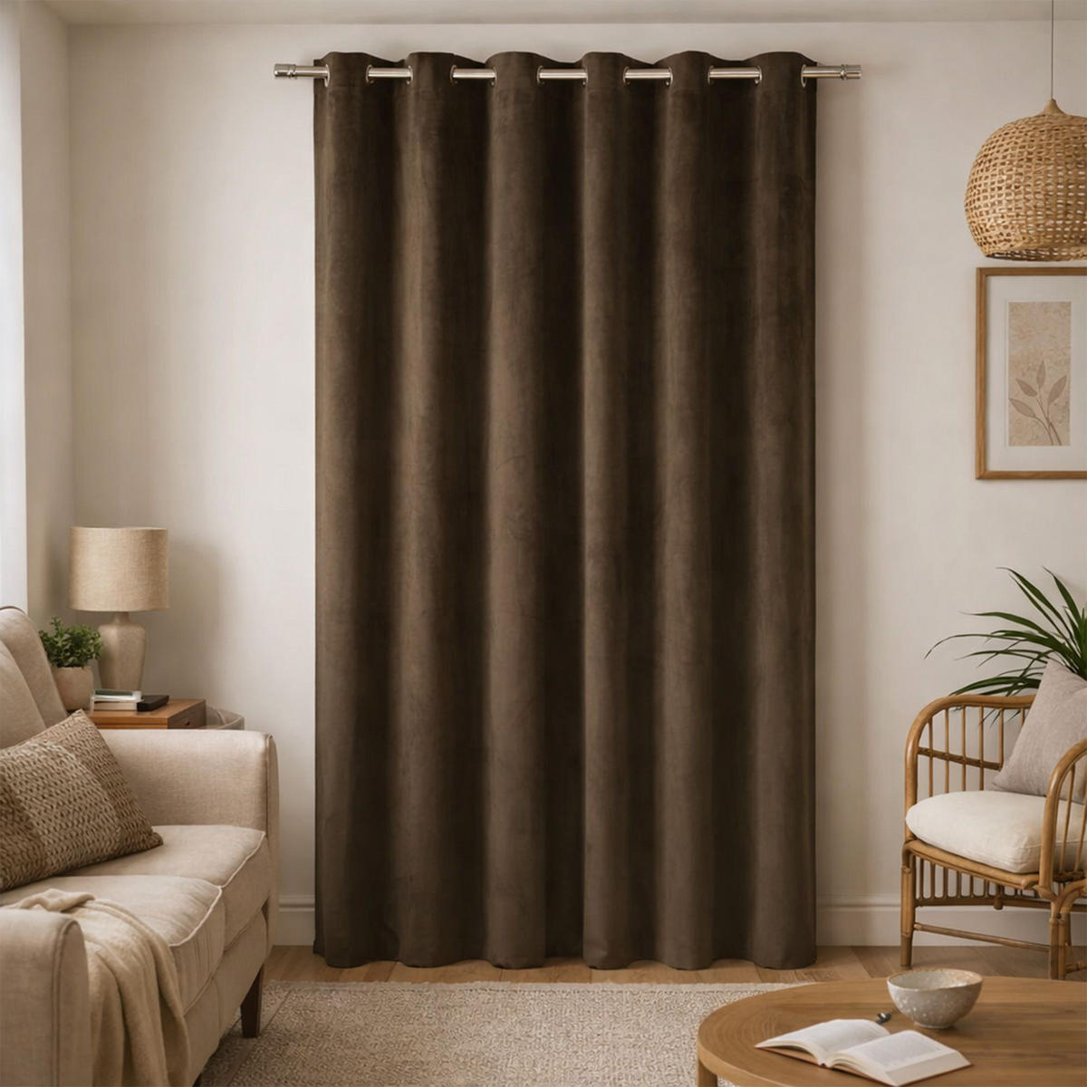 ÖSENVORHANG VELVET SIGNATURE - Braun, Textil (140/1/250cm) - Tom Tailor