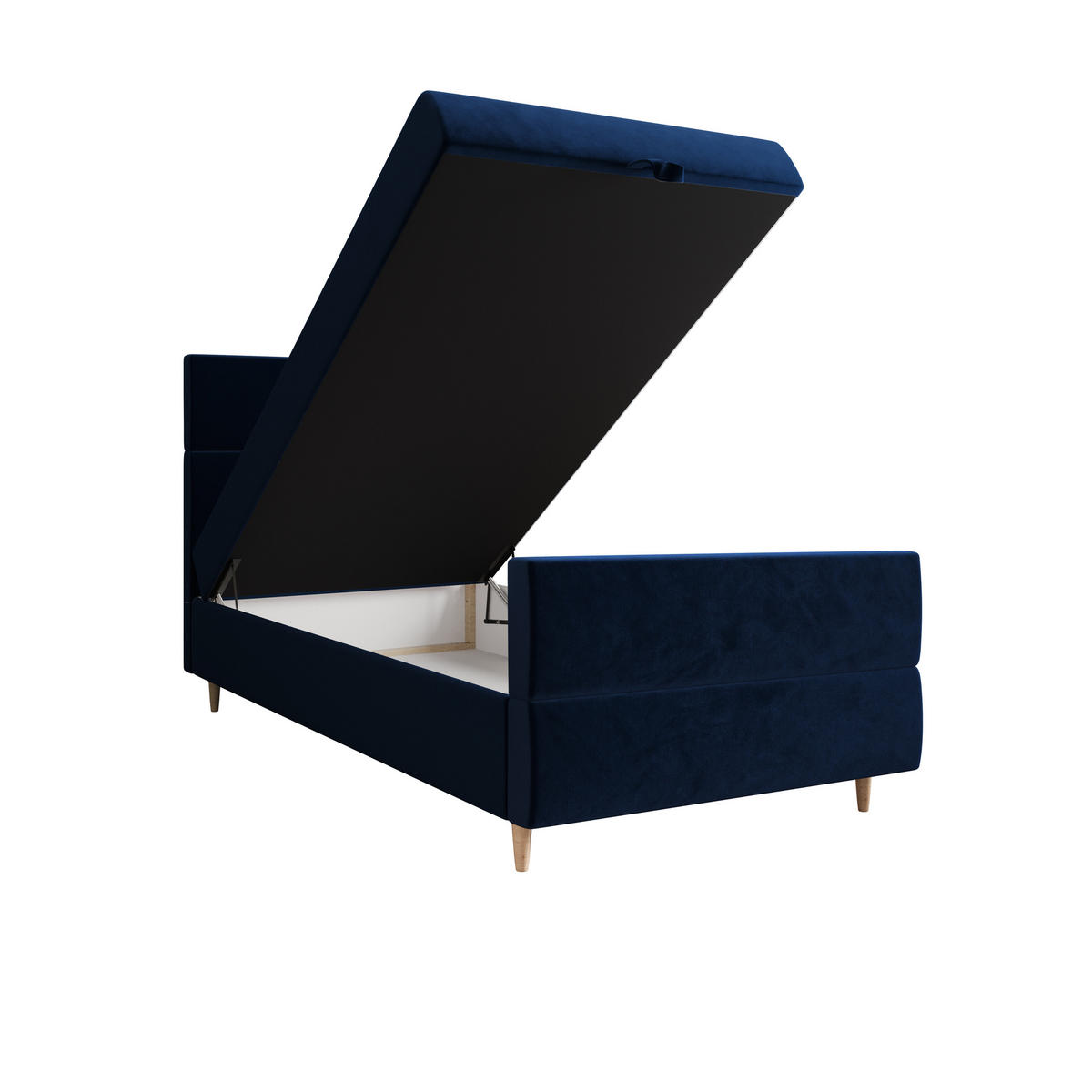 BOXBETT FLO PLUS 100x200 Itaka 11, mit Matratze H3, Bonell und Topper, Dunkelblau - Dunkelblau, Holz/Textil (100/200cm) - Bedante