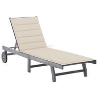 SONNENLIEGE mit Auflage Grau Akazie Massivholz - Grau, Holz (59/85/200cm) - furnicato