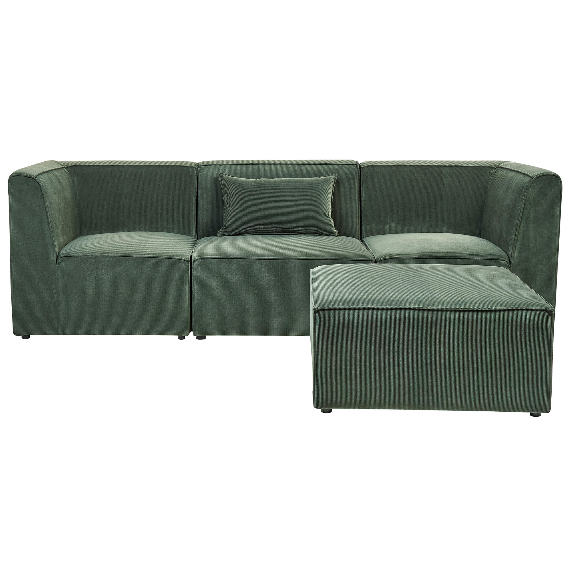 3-SITZER-SOFA Cord dunkelgrün mit Ottomane Lemvig - Grün, Textil (250/78/83cm) - Beliani