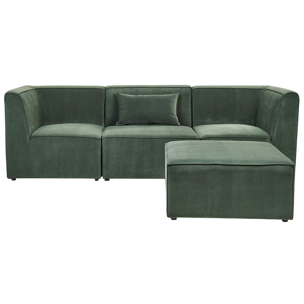 3-SITZER-SOFA Cord dunkelgrün mit Ottomane Lemvig - Grün, Textil (250/78/83cm) - Beliani
