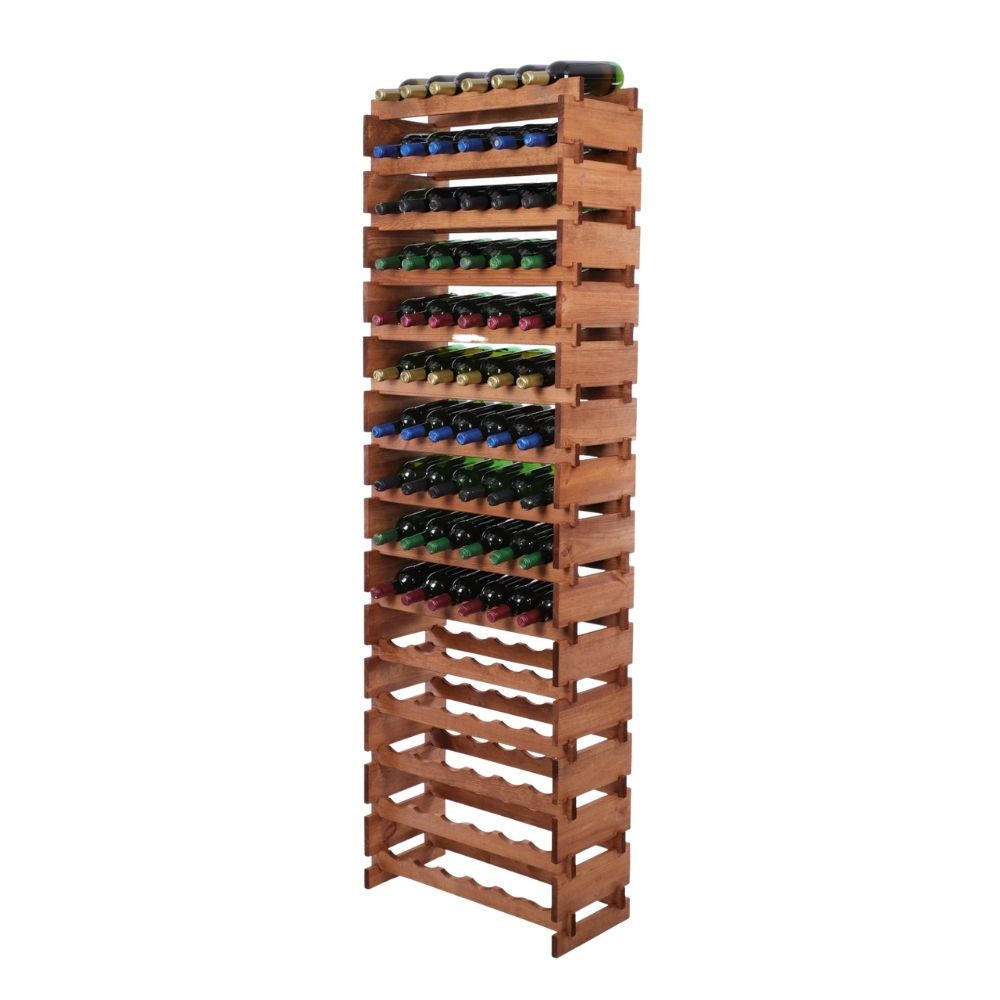 WEINREGAL VINOTECA FLEX PRO HxBxT 205x65x28cm 90 Flaschen auf 15 Ebenen Braun geölt - Braun, Holz (65/205/28cm) - PROREGAL