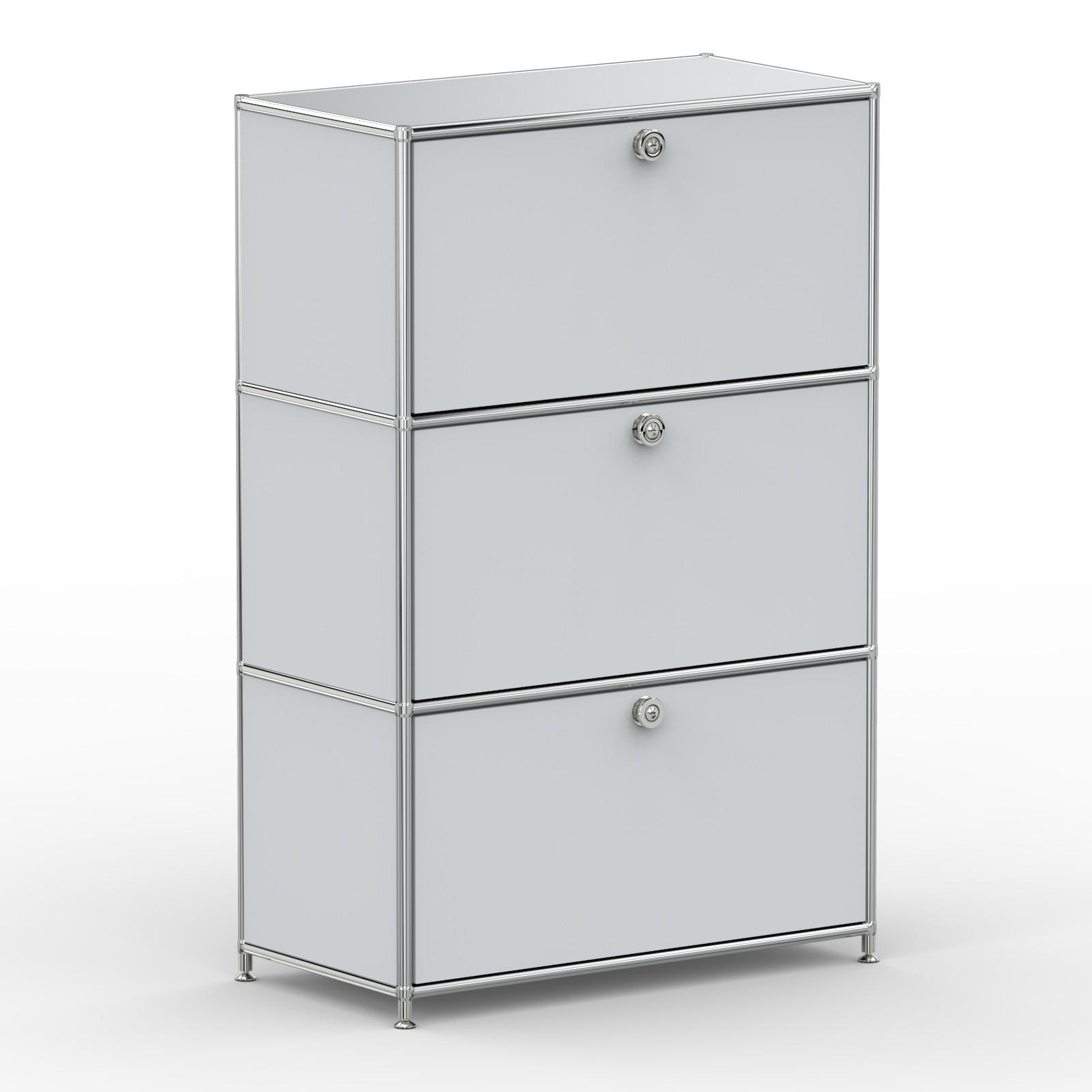HOCHSCHRANK, 3 Schubladen, Schloss, Breite 77 cm, Lichtgrau - Chromfarben/Silberfarben, Metall (40/118/77.2cm) - Versee