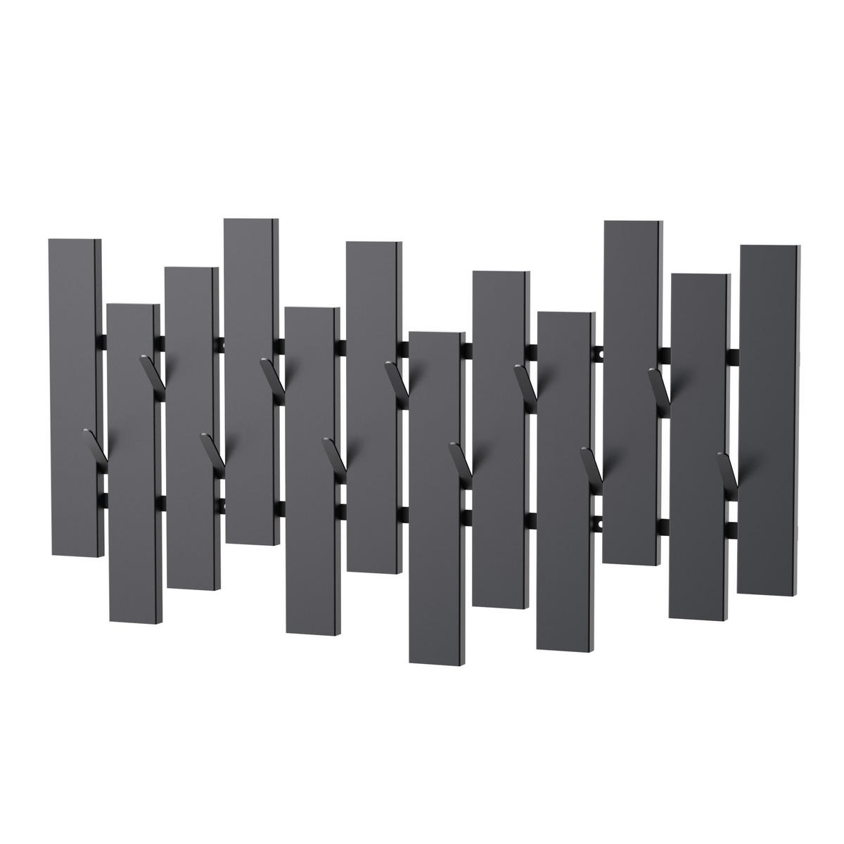 WANDGADEROBE Schwarz Metall Modern 96713 Garderobe Wand mit Haken - Schwarz, Metall (72/40/6cm) - DanDiBo