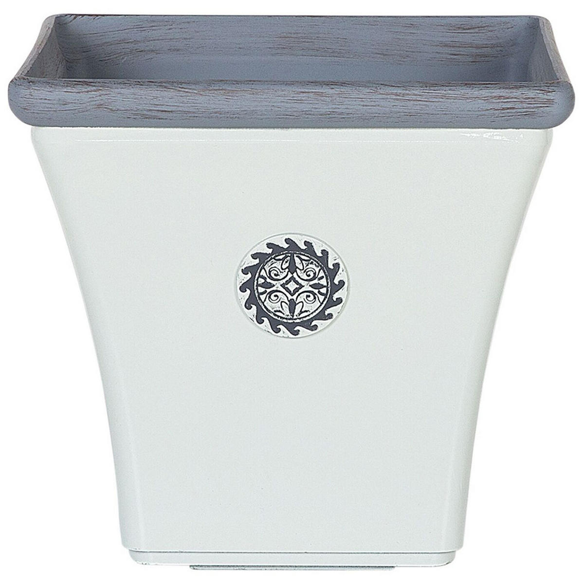 BLUMENTOPF weiß quadratisch 43/43/39 cm Elateia - Blau/Weiß, Stein (39cm) - Beliani