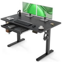 SCHREIBTISCH Höhenverstellbar 120x60 cm Schwarz mit Schublade - Schwarz, Holzwerkstoff (60/120/118cm)