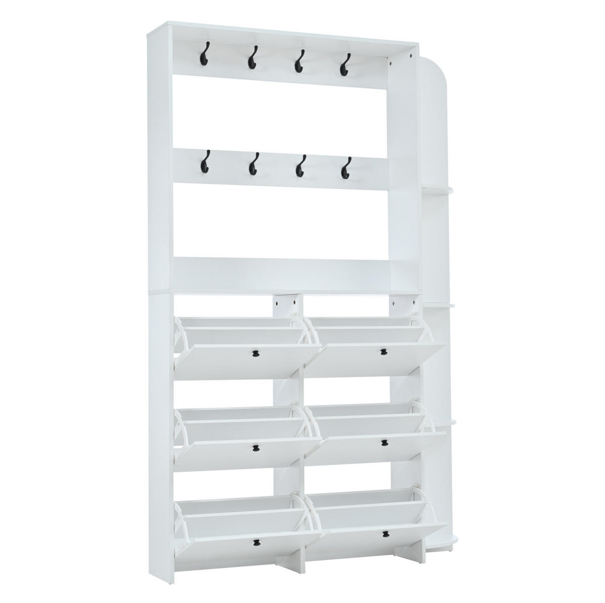 GARDEROBENSCHRANK 120/24/200 cm mit 6 Klapptüren, 8 Haken und 5 Ablageflächen, Weiß - Weiß, Holzwerkstoff (120/200/24cm) - Redom