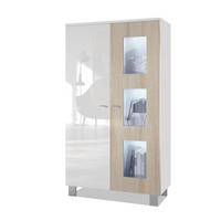 VITRINE Denjo Tür in Eiche sägerau - Eiche San Remo, Holzwerkstoff (71/129/35cm) - Vladon