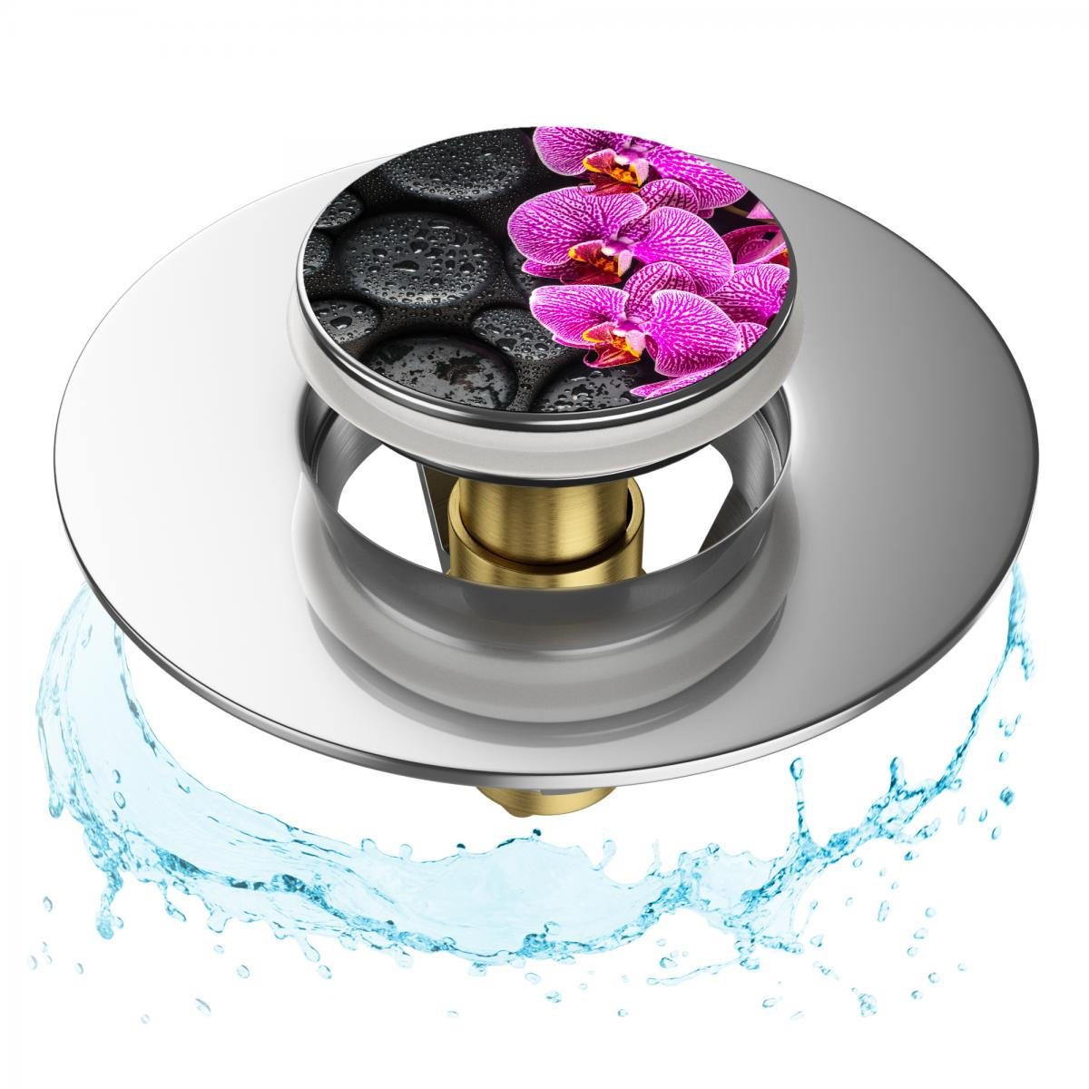 WASCHBECKENSTÖPSEL Pop-Up Madeira - Schwarz, Metall (6/4/5cm) - Sanilo