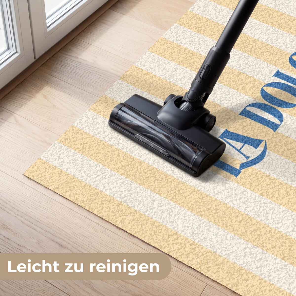 FUSSMATTE Blau – Gelb – Streifen – La Dolce Vita 120x80 cm - Hellgelb, Kunststoff (120/0.4cm) - MuchoWow