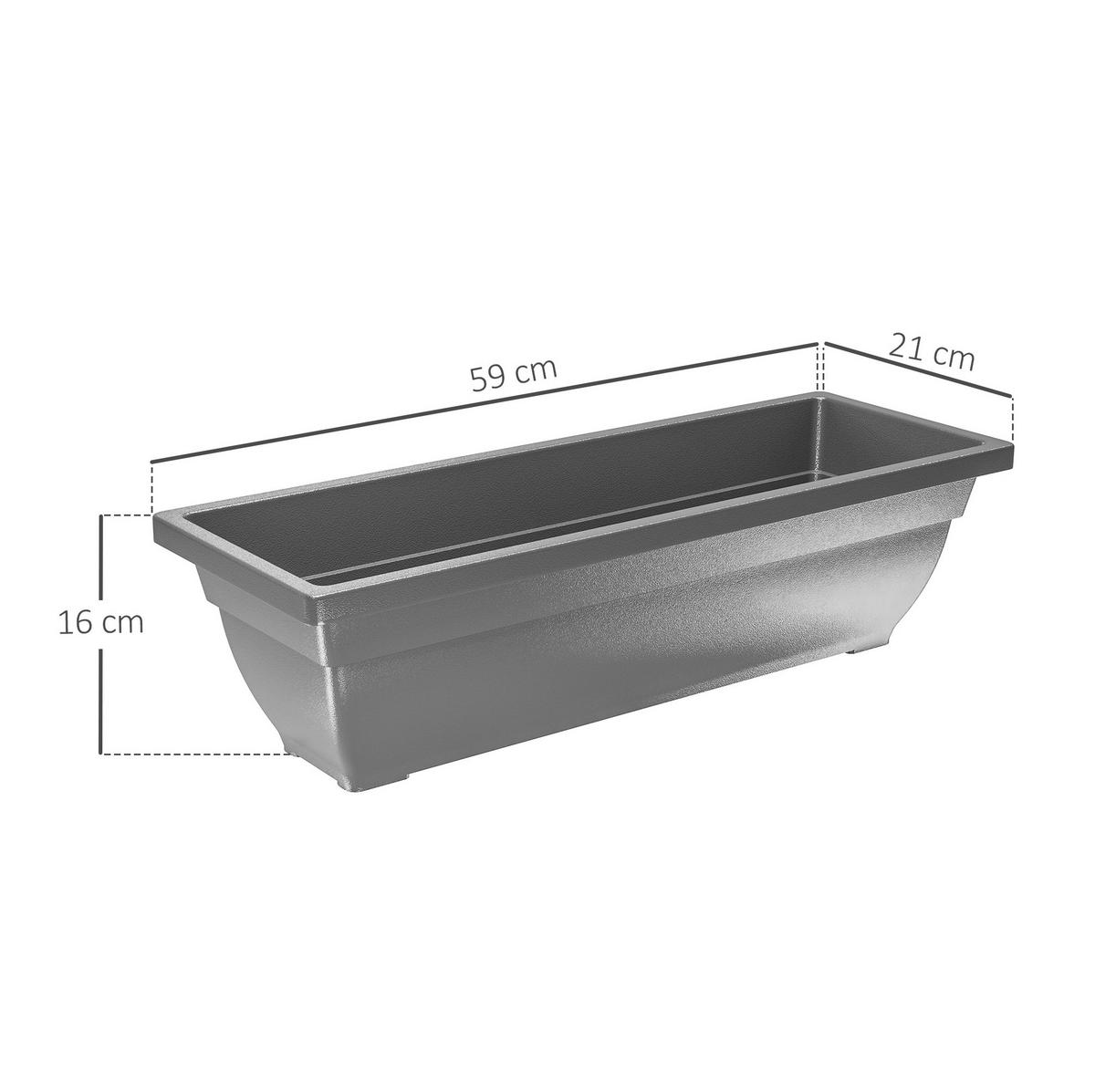 TRUHLÍK na kvetye z plastu, 59/21/16 cm sivé, súprava 5 ks stohovateľná - sivá, plast (21/16/59cm) - BEAOK