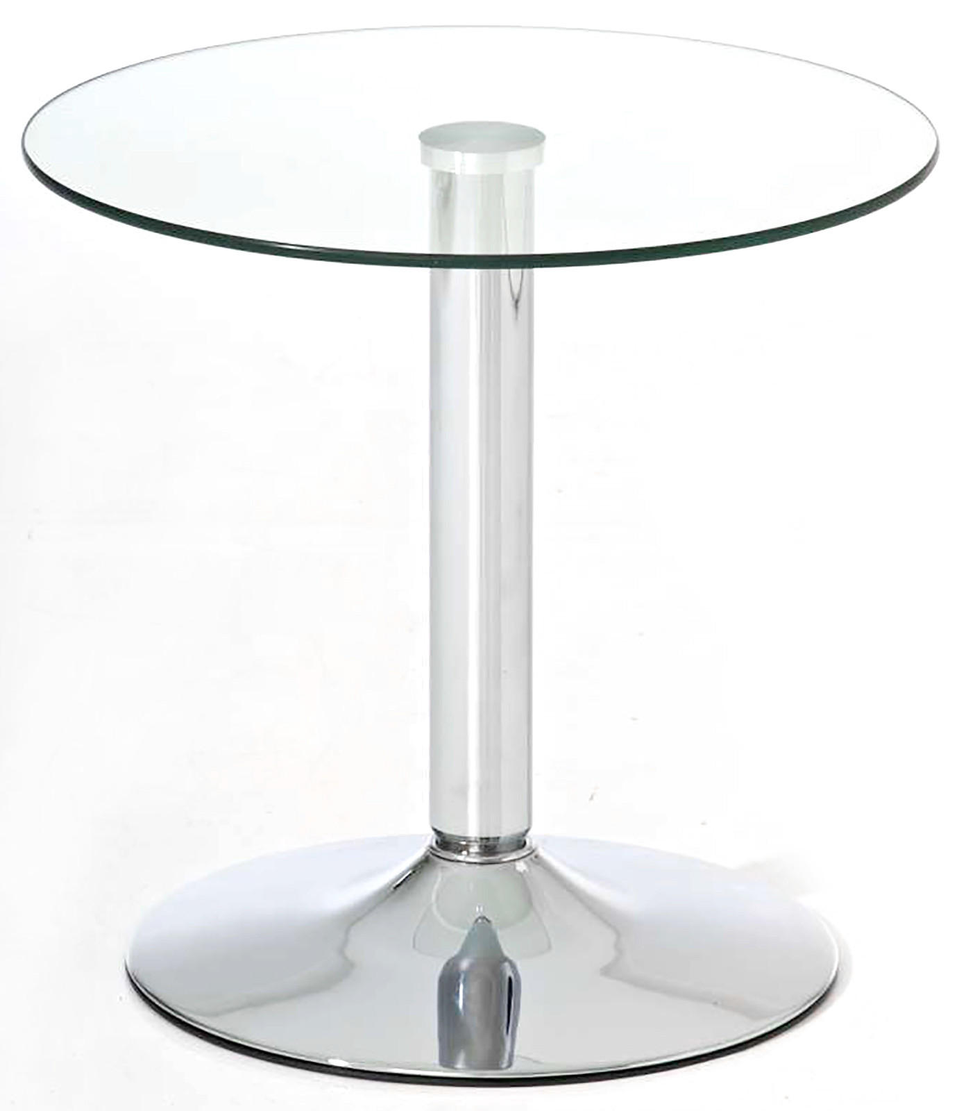 BEISTELLTISCH rund 50 cm Glas Klarglas - Klar/Edelstahlfarben, Glas/Metall (50/50/48cm) - CLP