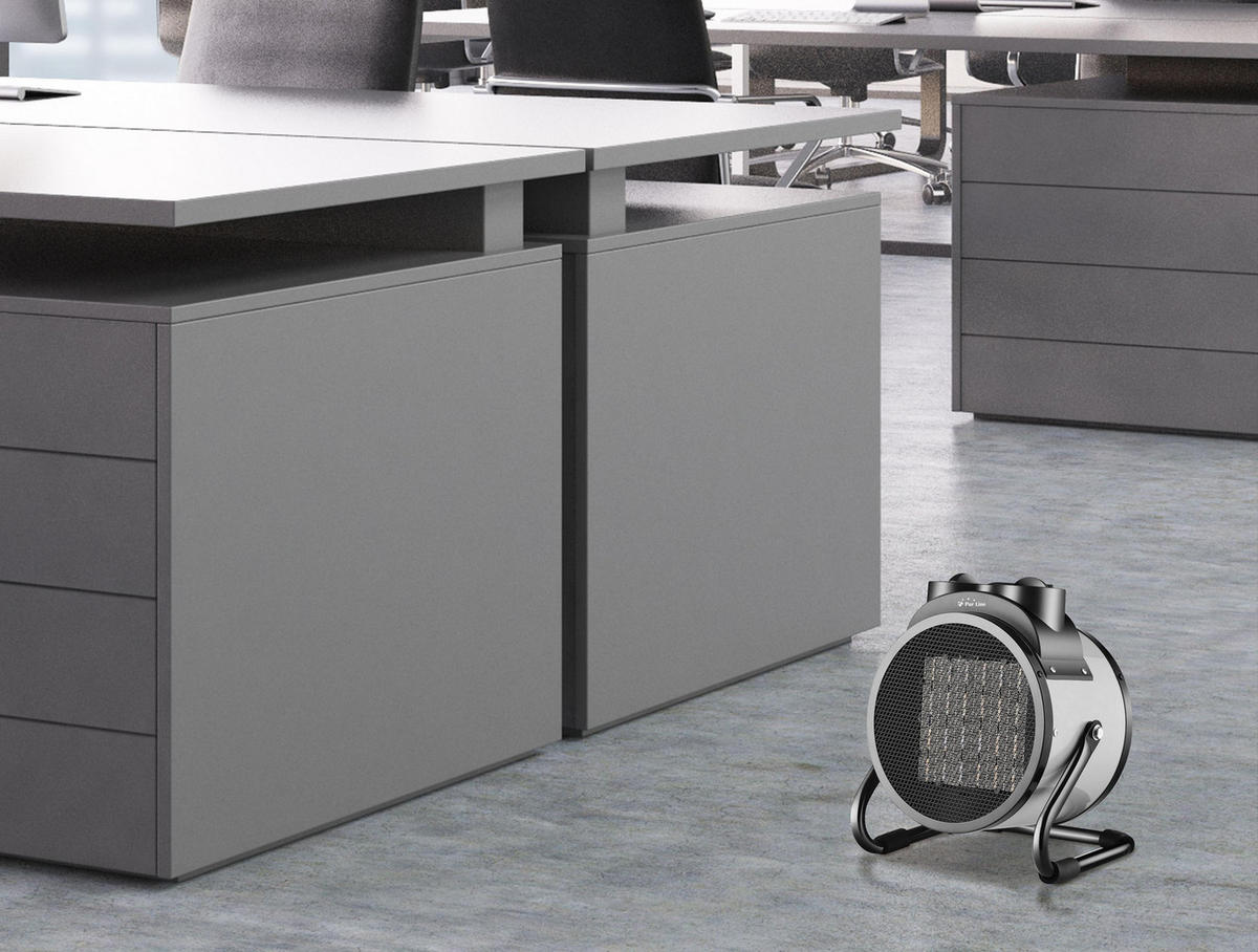 STAND-THERMOVENTILATOR Schwarz mit Leistungskontrolle 3000 W - Schwarz, Kunststoff (25/30/22cm) - Purline