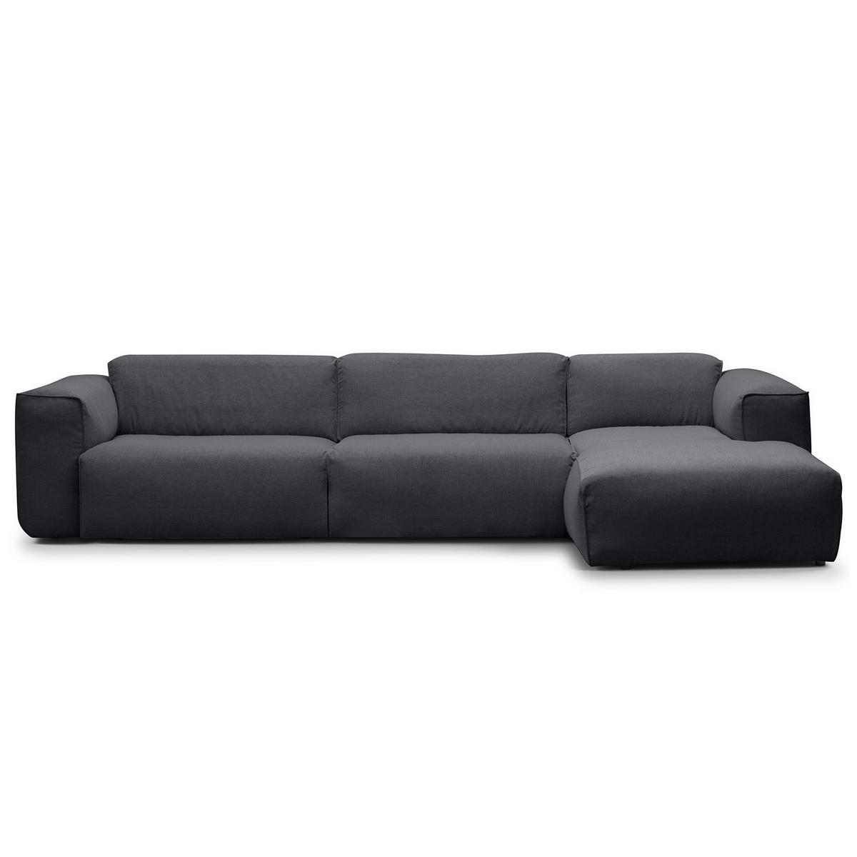 3-SITZER ECKSOFA mit Longchair - Schwarz/Grau, Kunststoff/Textil (317/173cm) - home24