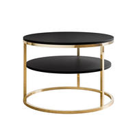 CIRI MAT Couchtisch mit Ablage und Gestell in Goldchrom Schwarz matt - Goldfarben/Schwarz, Holzwerkstoff (70/70/49cm) - Lookway