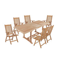 GARTEN-SITZGRUPPE Mads 7-teilig Gartenmöbel-Set - Teakfarben, Holz - DELUKE