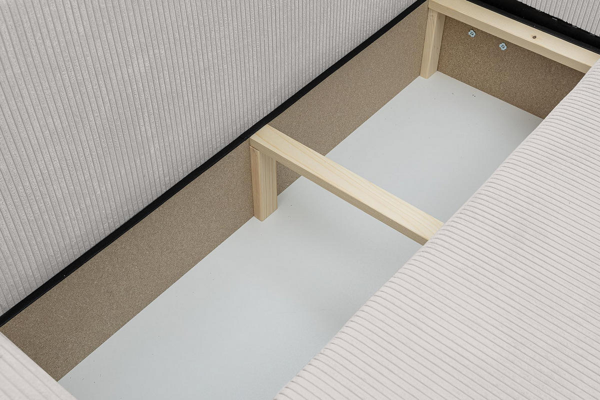 ECKSOFA Luna XL mit Schlaffunktion und Bettkasten Cord-Stoff (Beige) - Beige, Textil (274/142cm) - VENASI MÖBEL