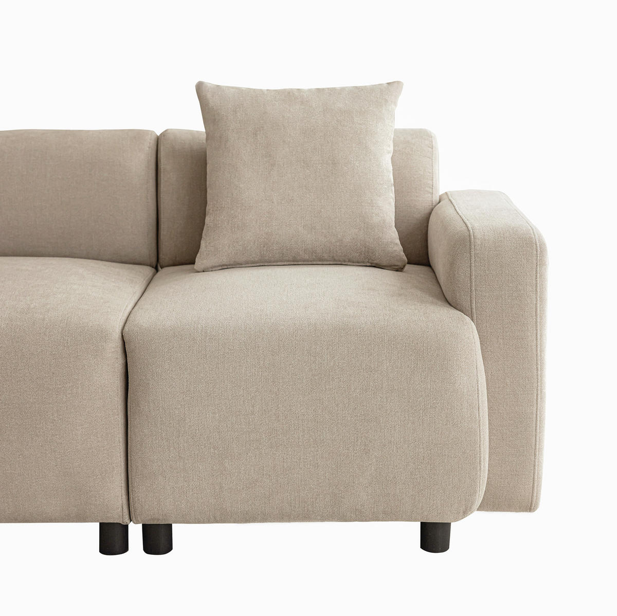 3-SITZER-SOFA 211/67/71 cm mit 2 Kissen, breiter Sitzfläche und Chenille-Bezug, Beige - Beige, Textil (211/71/67cm) - Redom